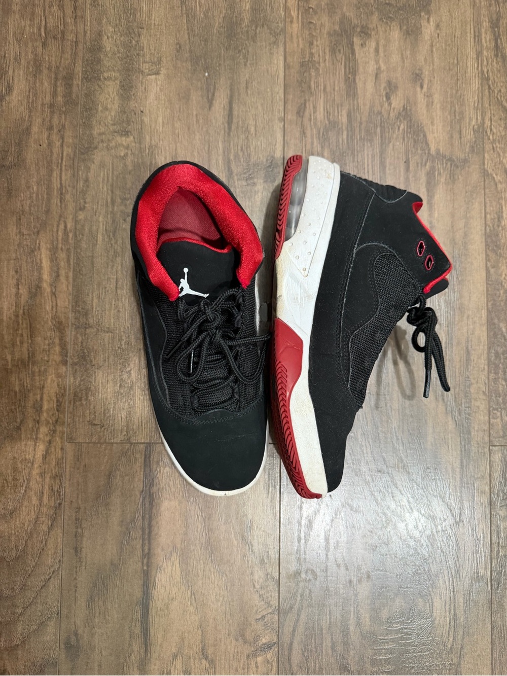 Jordan Kids Black and Red High-Top Sneakers